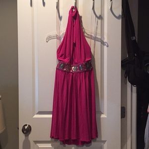 Hot pink halter top dress